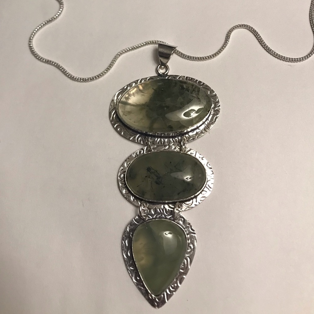 Prehnite 925 Sterling Silver Necklace